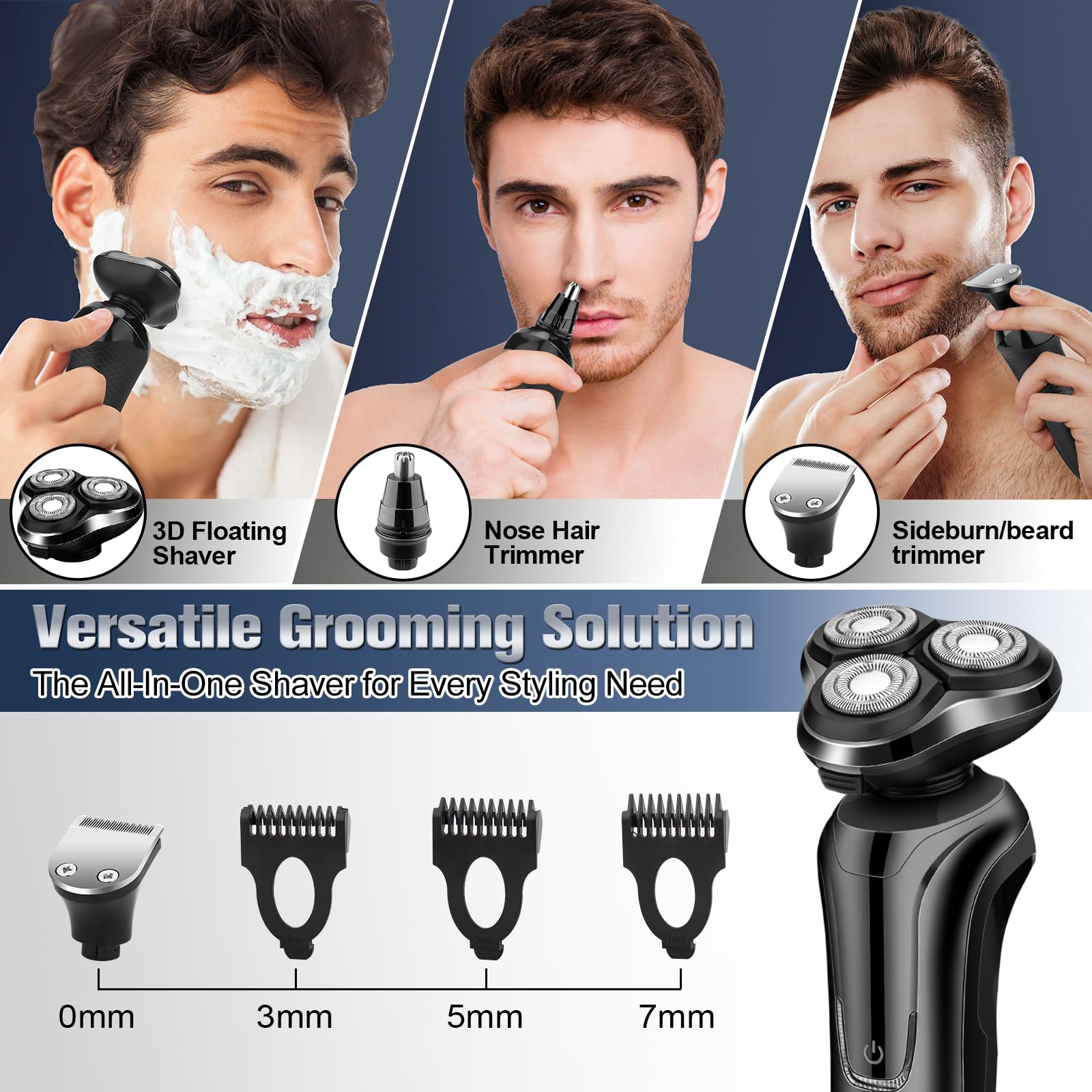 Handsomeface interchangeable combs 3/5/7 mm for trimming