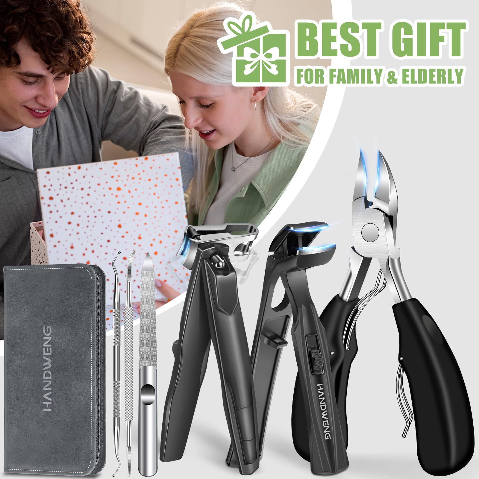 Handweng all-in-one nail care set supports home use and gifting.