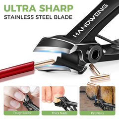HANDWENG slanted nail clippers with extended handle for easier leverage.