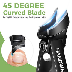 HANDWENG slanted nail clippers with wide jaw for thick nails and tough nails.