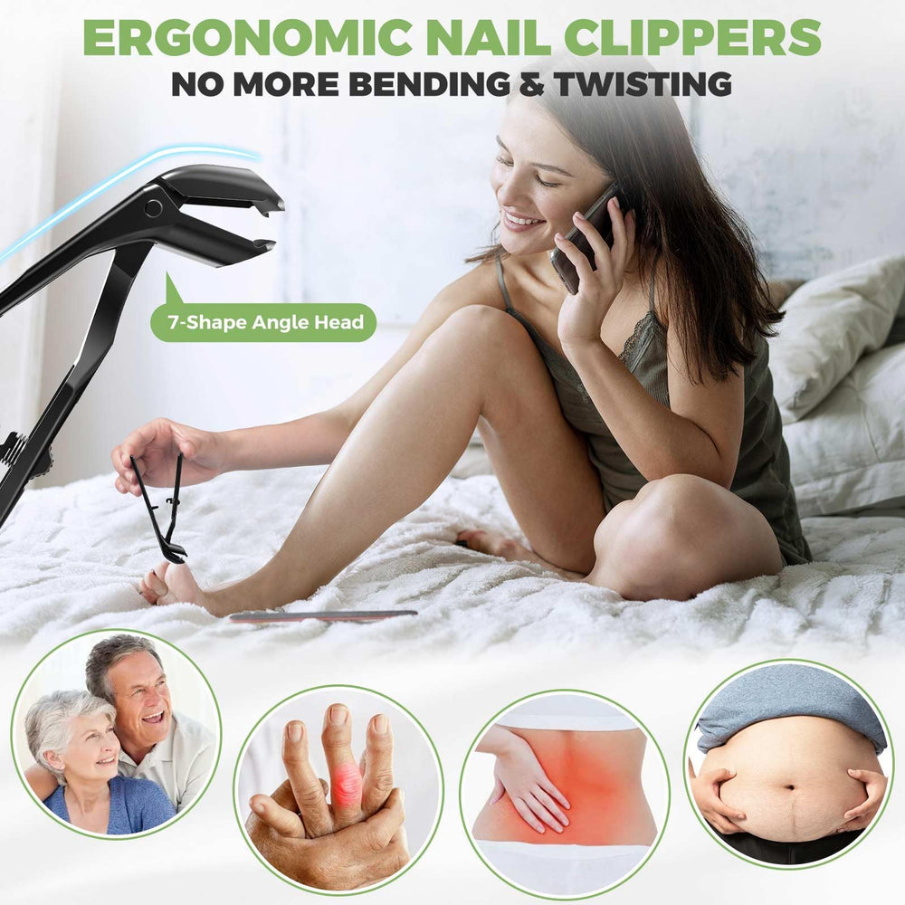 HANDWENG toenail clippers angled-head enable precise edge alignment for safe trimming
