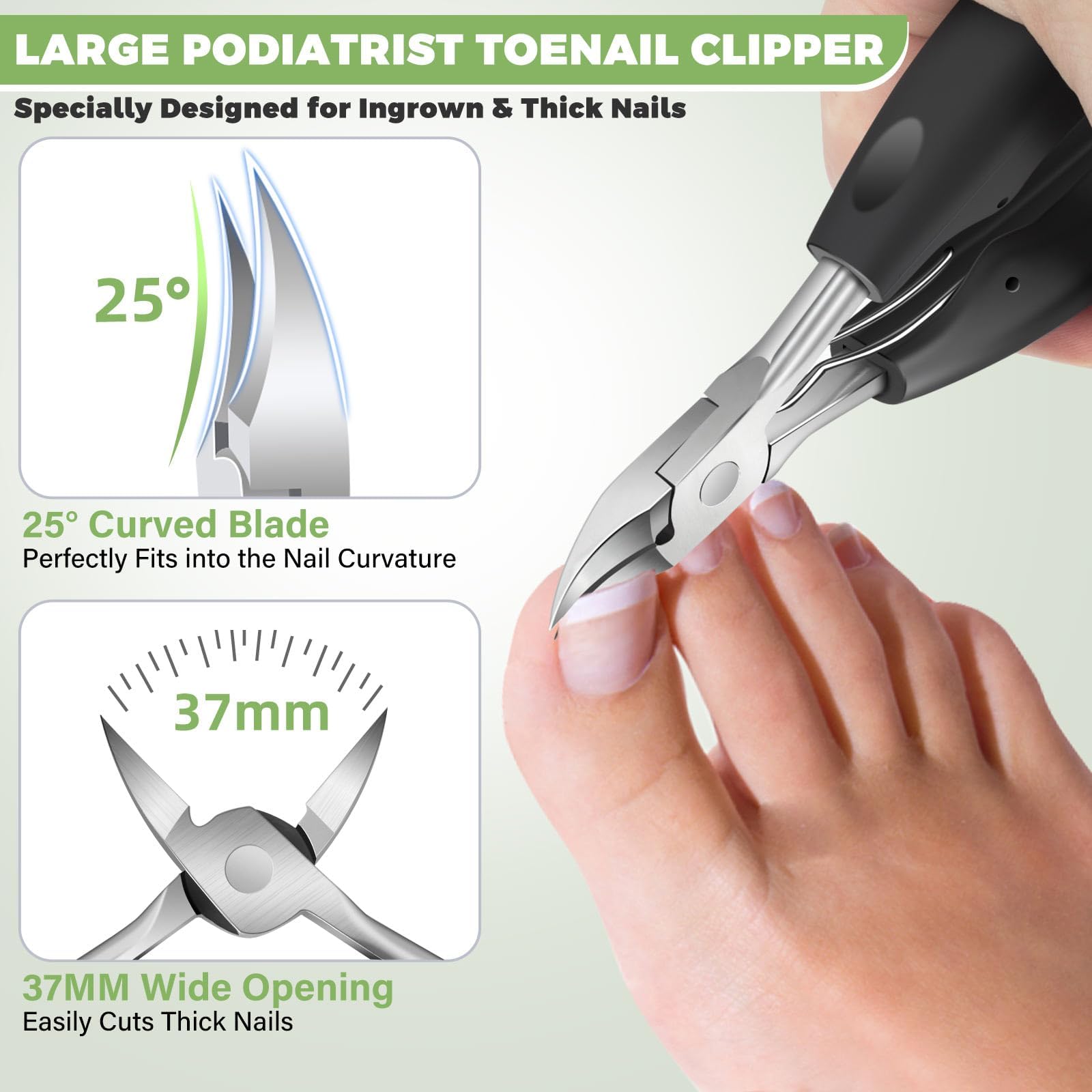 HANDWENG toenail clippers slanted-jaw designed for comfortable, accurate ingrown nail trimming