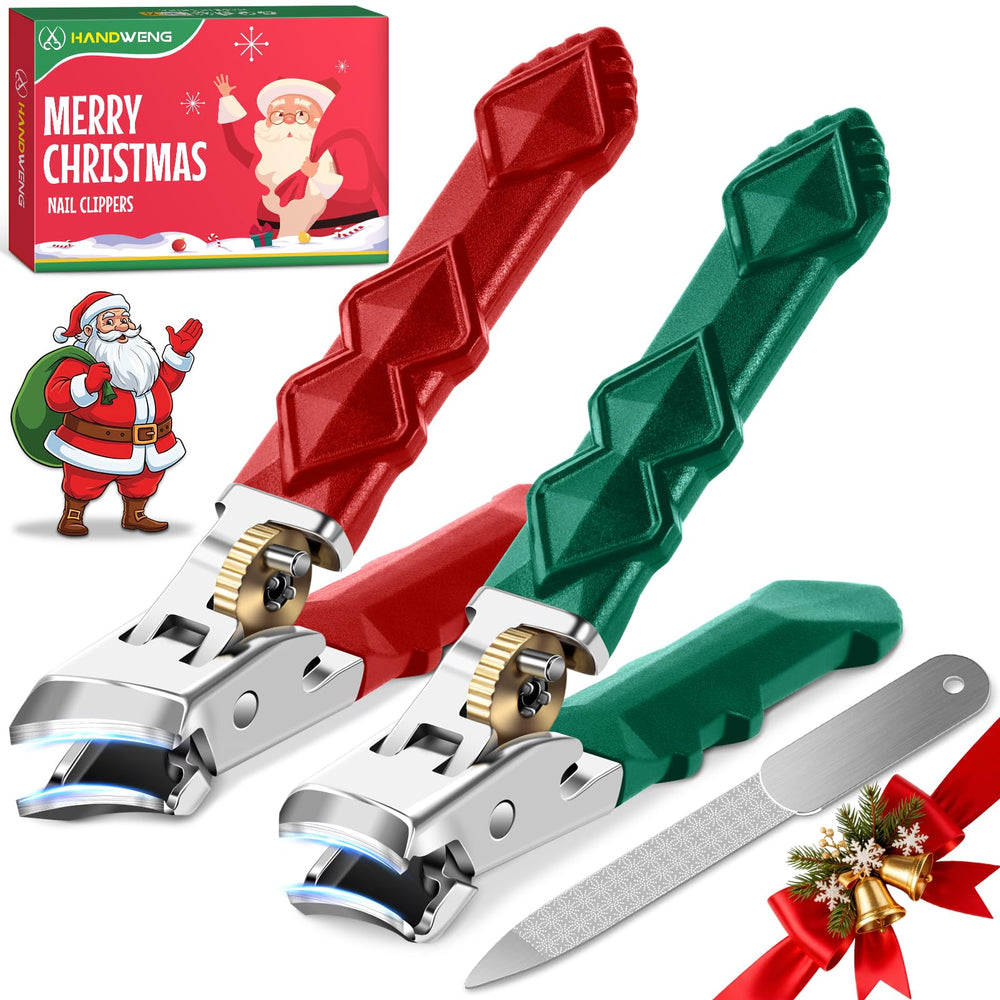 HANDWENG toenail clippers with wide-opening jaw for thick nails, enabling easy trimming.