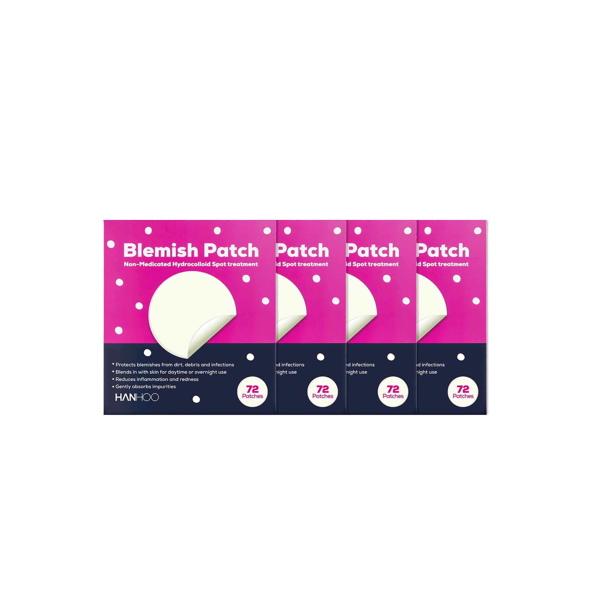 HANHOO blemish patch pack front — discreet, invisible protection for blemishes.