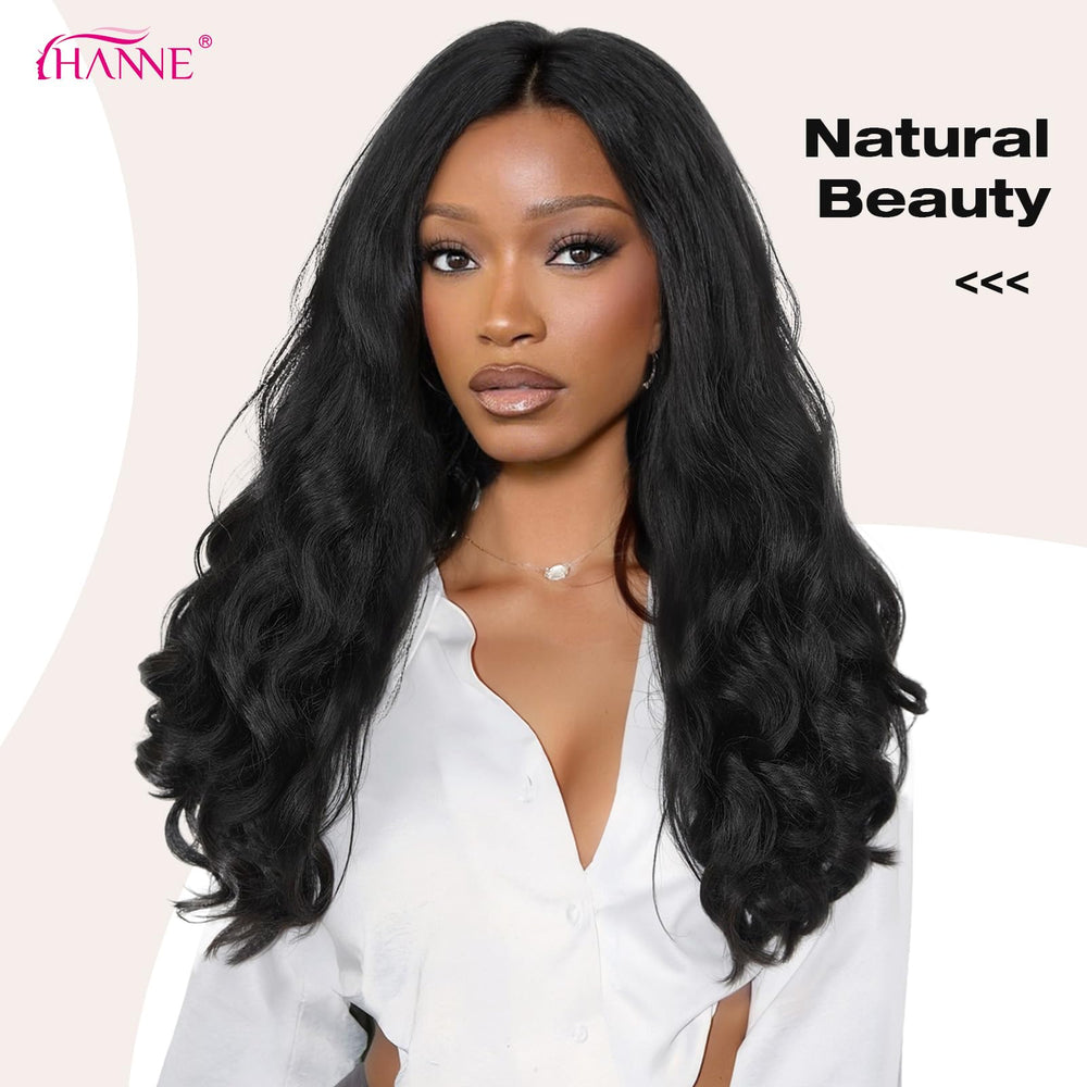 HANNE Yaki Curly V Part Wig back view displays long curls and natural silhouette.