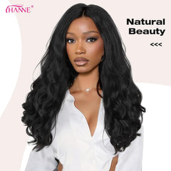 HANNE Yaki Curly V Part Wig back view displays long curls and natural silhouette.