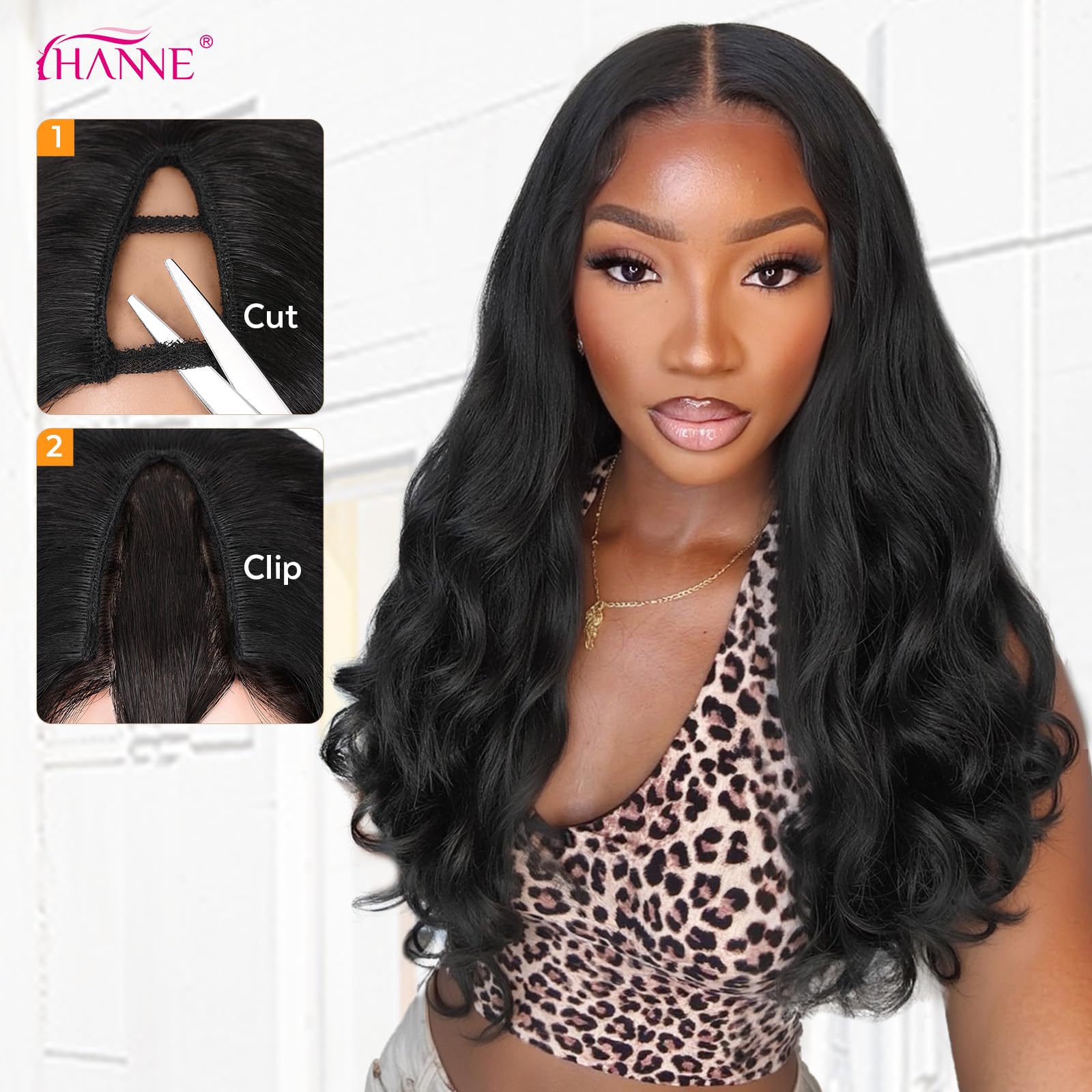 HANNE Yaki Curly V Part Wig inside-cap shows secure, comfortable fit.