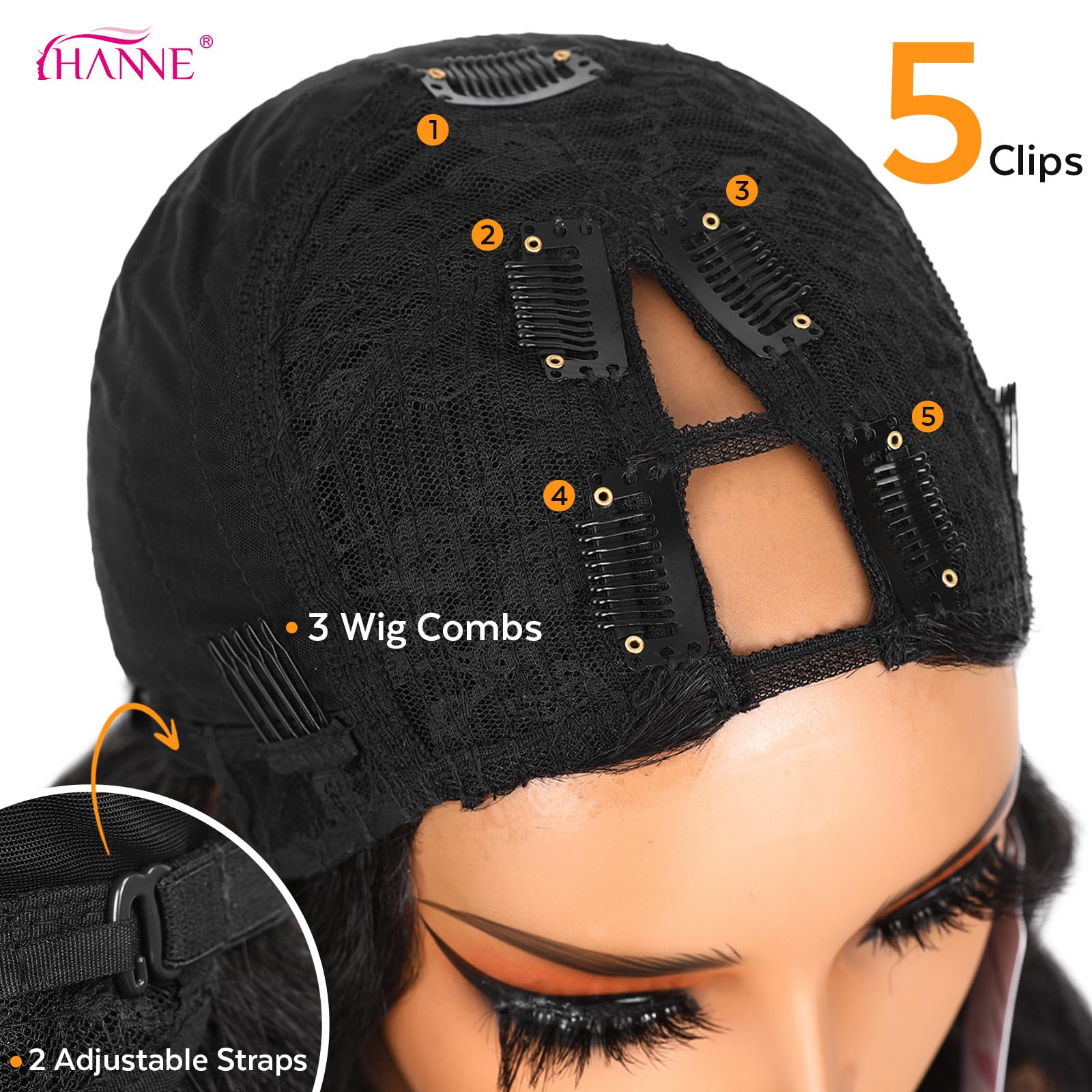 HANNE Yaki Curly V Part Wig length-22in offers dramatic, long curls.