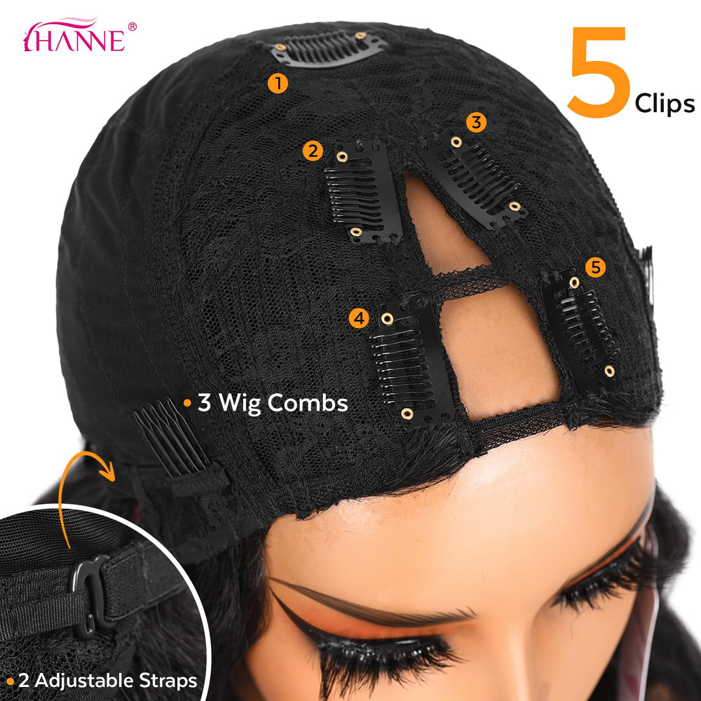 HANNE Yaki Curly V Part Wig length-22in offers dramatic, long curls.