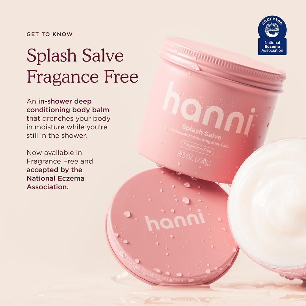 HANNI Splash Salve label highlights fragrance-free formula for sensitive skin.