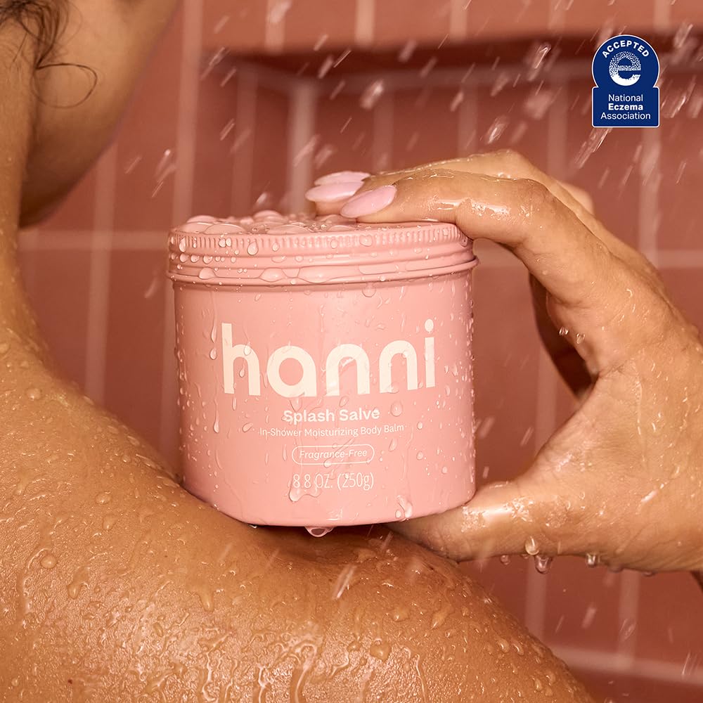 HANNI Splash Salve applied on wet skin during shower for conditioning.
