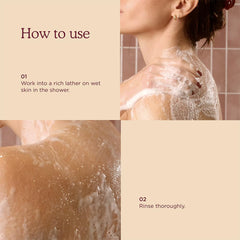 HANNI Cocoon Cleanse foam lather demonstrating rich cocoon-like texture for in-shower use