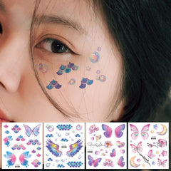 HANSAMU butterfly tattoos applied to face and body for eye-catching festival makeup