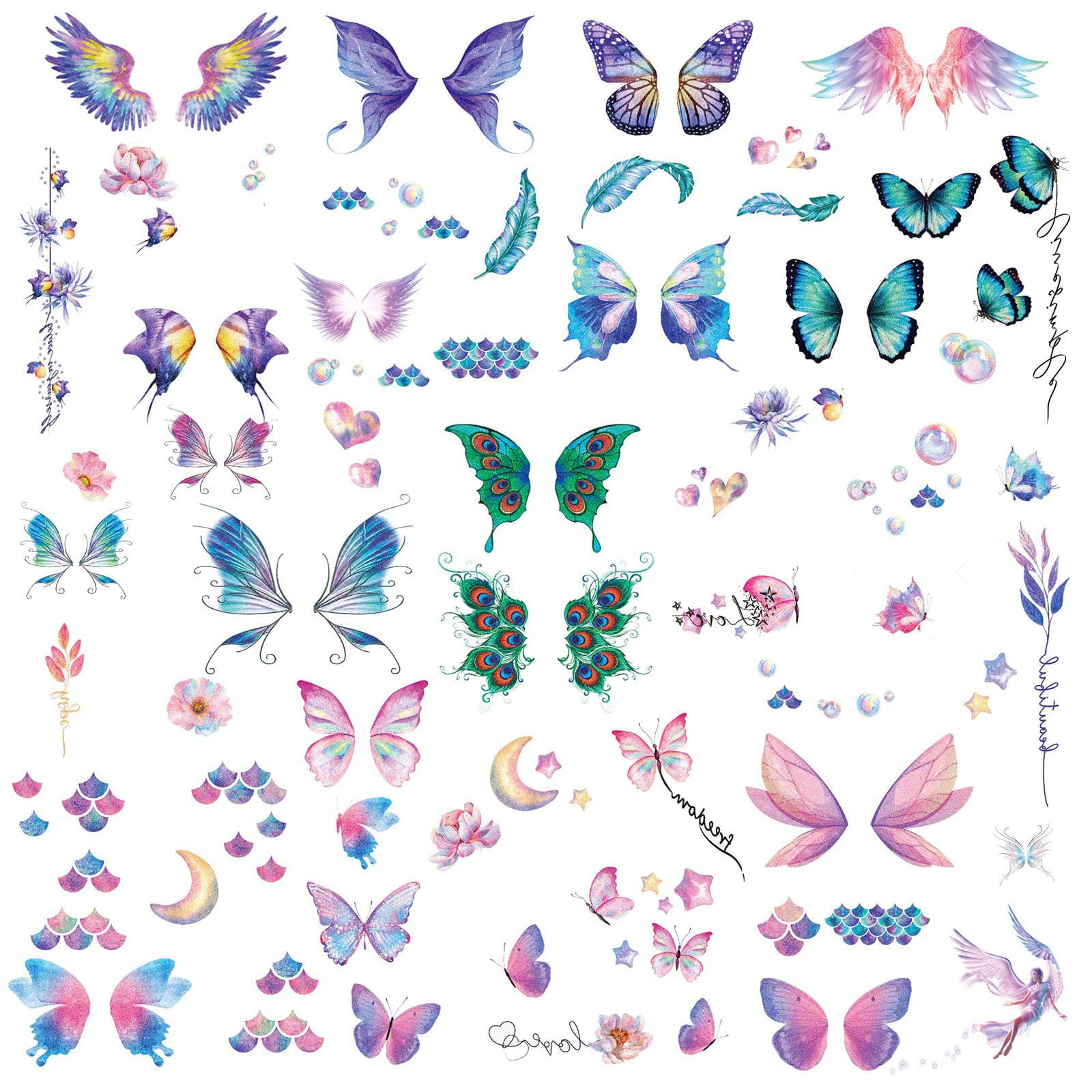 HANSAMU glitter butterfly tattoos suit beach parties and poolside selfies