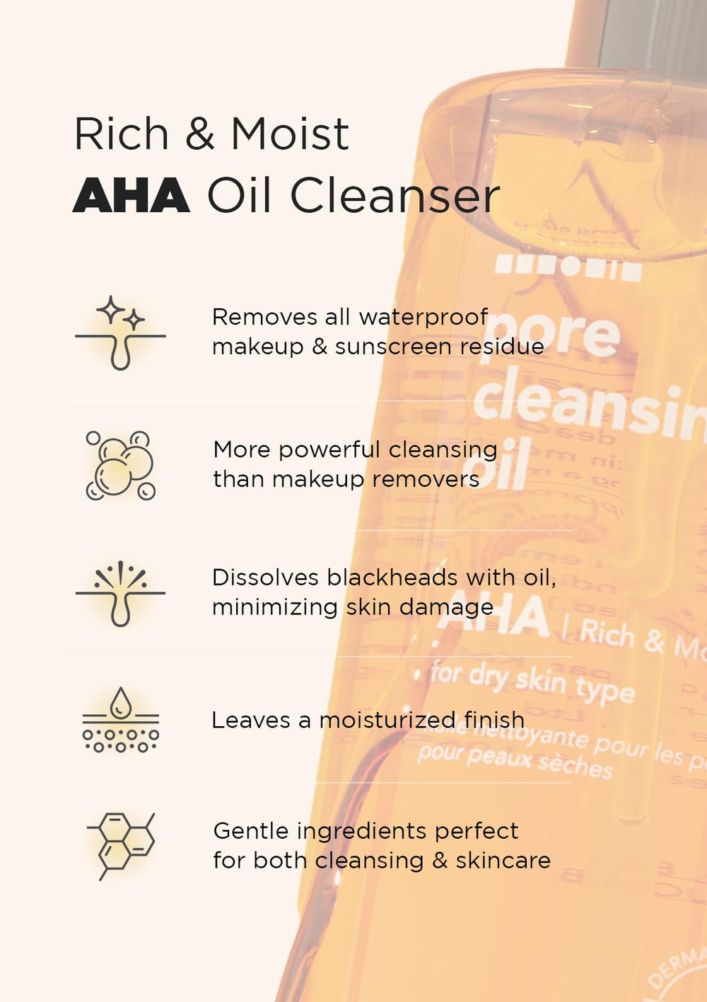 Hanskin AHA Pore Cleansing Oil deep pore cleansing with plant-based oils.