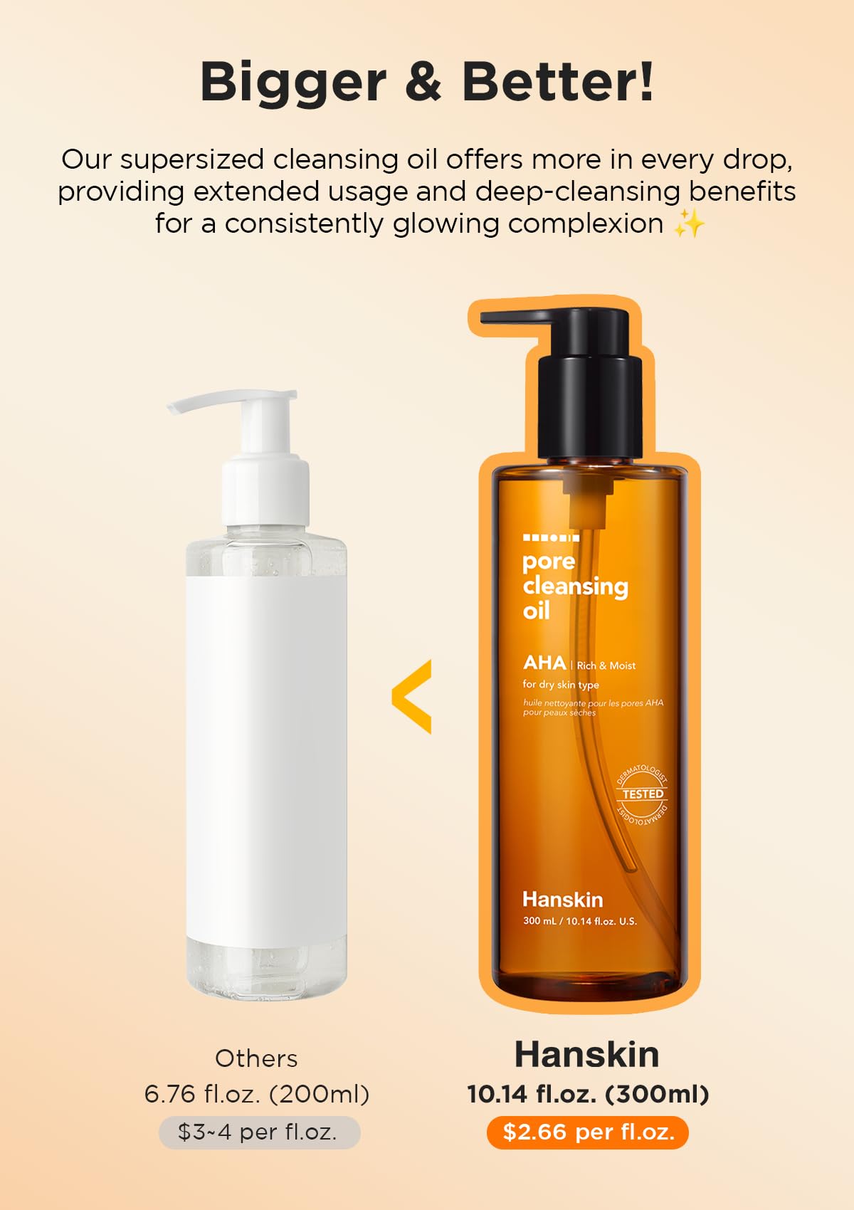 Hanskin AHA Pore Cleansing Oil olive oil nourishes skin while cleansing.