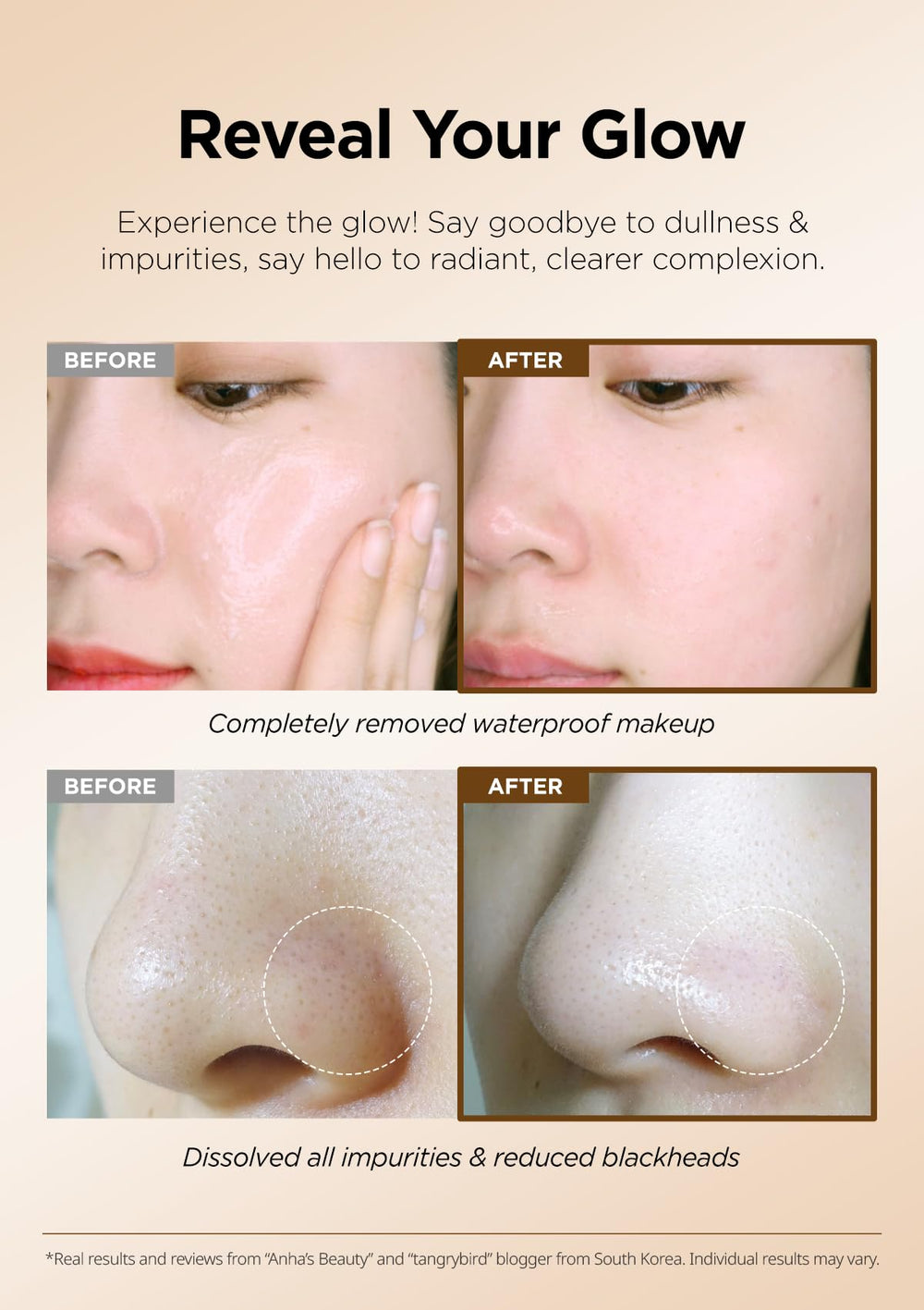 Hanskin BHA Pore Cleansing Balm application step image demonstrates first cleanse for oily skin.