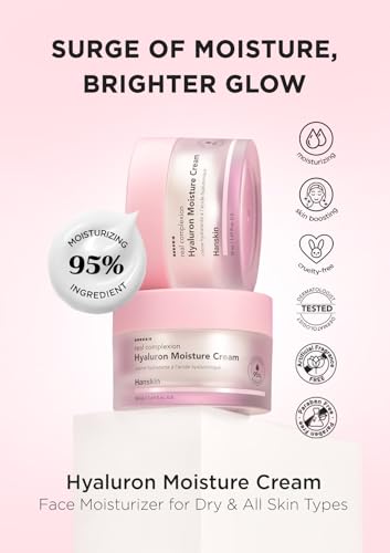Hanskin Hyaluron Moisture Cream texture swatch showing lightweight non-greasy formula for sensitive skin