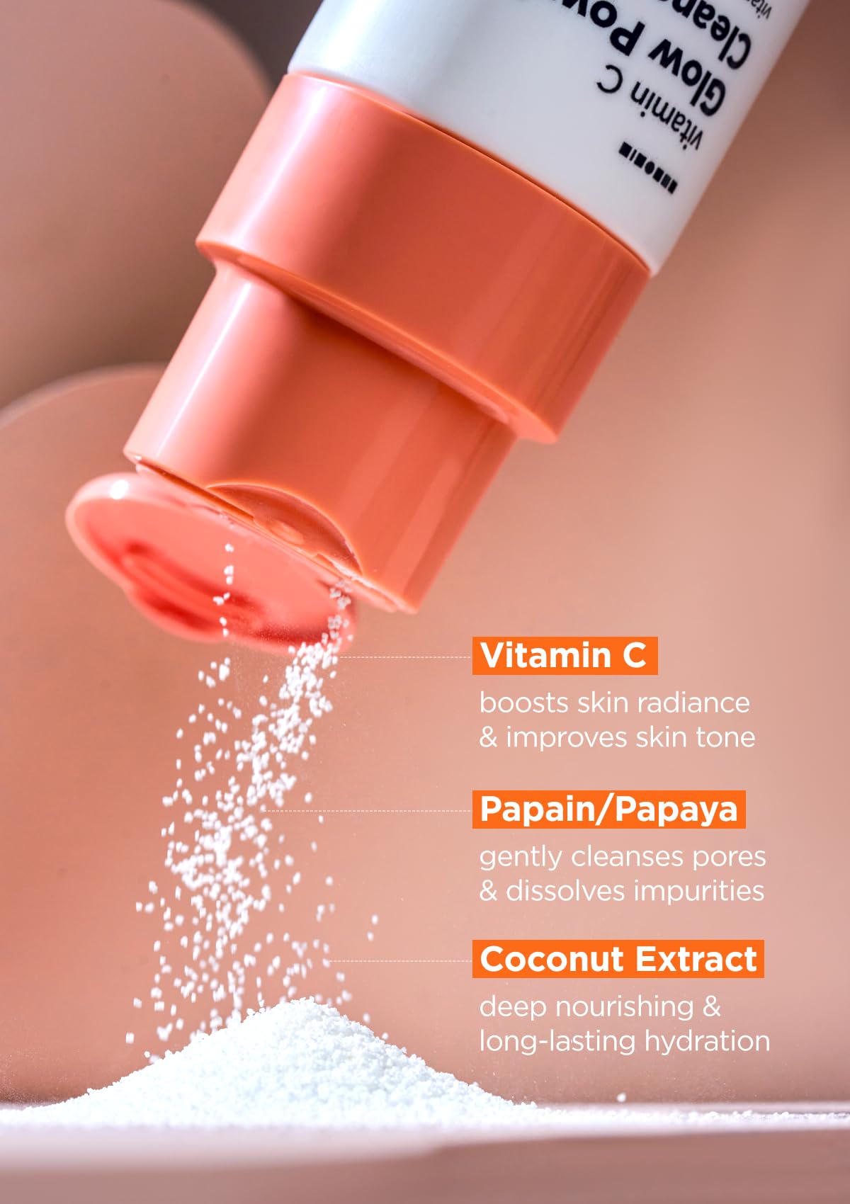 Hanskin Vitamin C Glow Powder Cleanser foam-lather close-up emphasizes soft, non-drying cleanse.