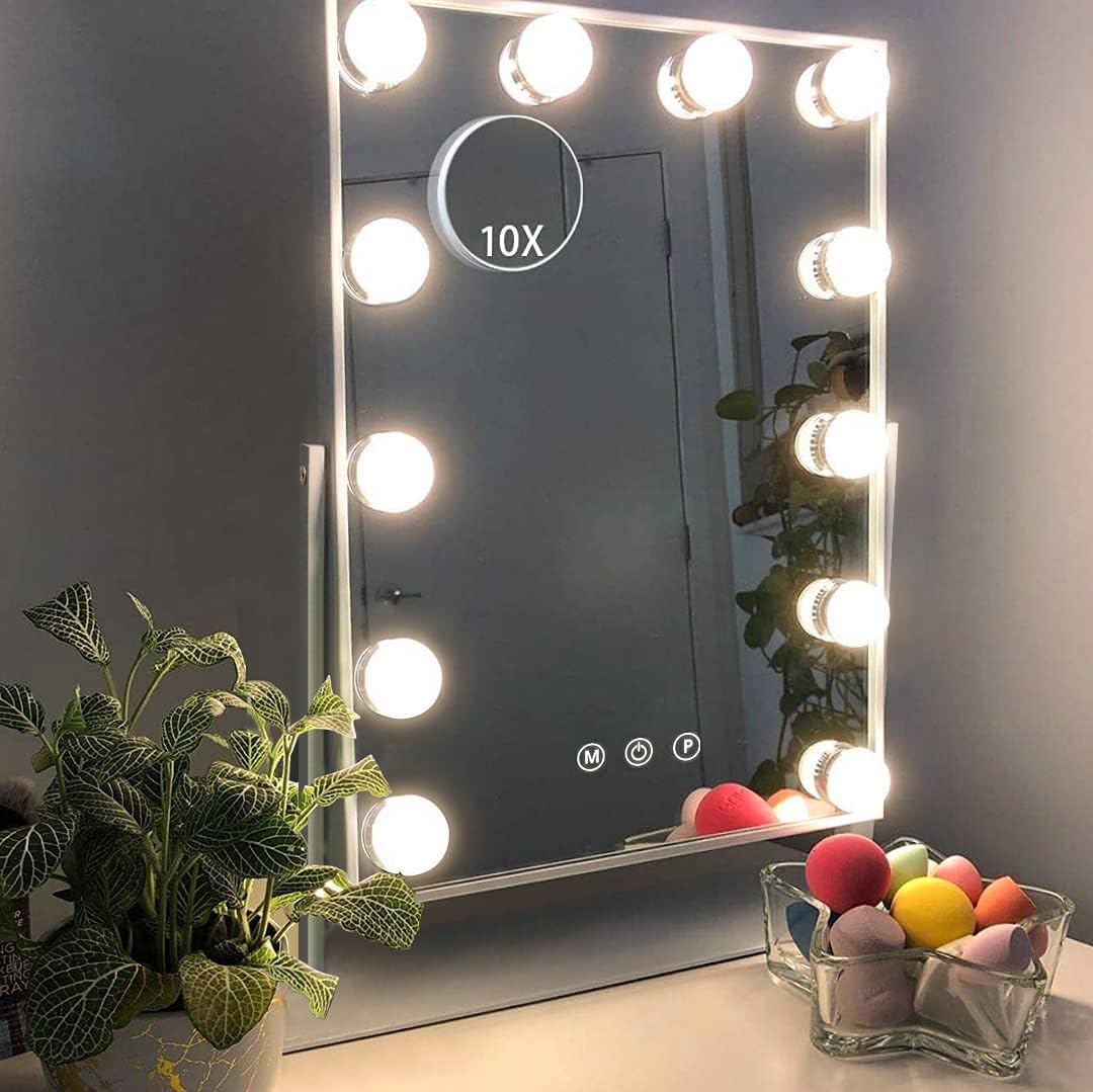 Hansong vanity mirror with LED bulbs front view for bright makeup routines