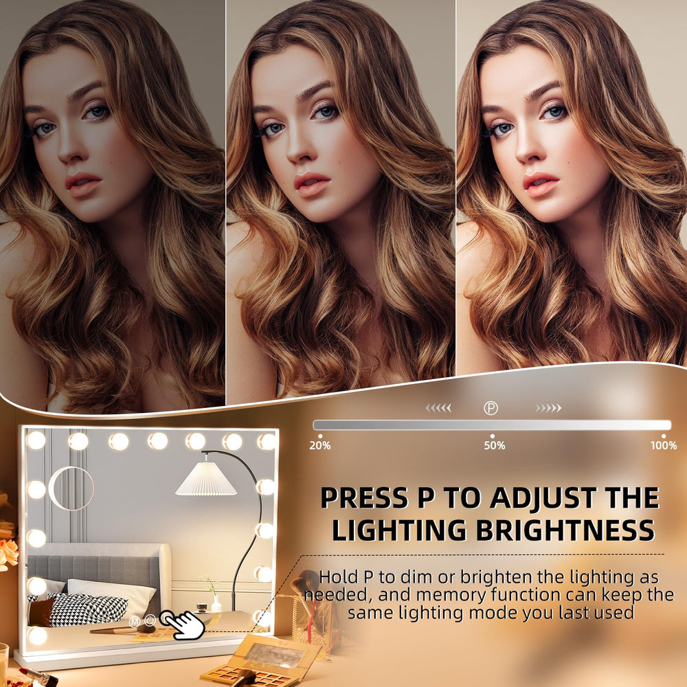 Hansong vanity mirror includes a built-in USB charging port for devices.
