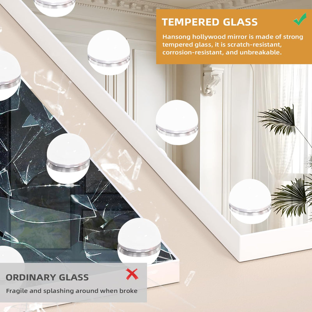 Hansong vanity mirror wall mount setup option for space-saving placement