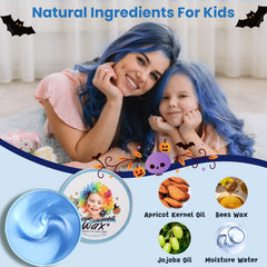 Hansuby temporary blue hair color wax on hair application demonstrates instant color with easy washout for daily styling.