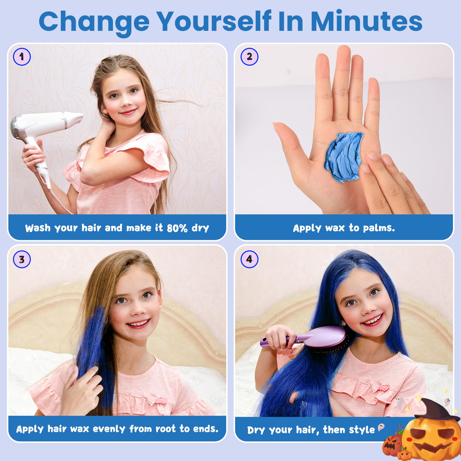 Hansuby kid-friendly blue color wax for kids and teens during Halloween or cosplay.