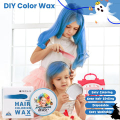Hansuby temporary blue hair color wax demonstrates washability for easy color changes after parties and play.
