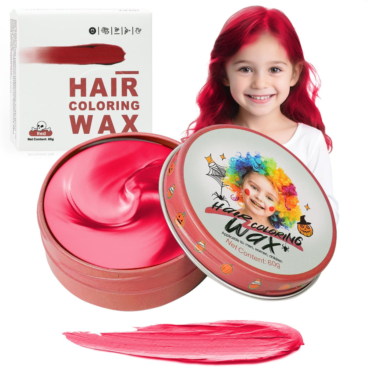 Hansuby red hair color wax for kids – vivid temporary color for easy play