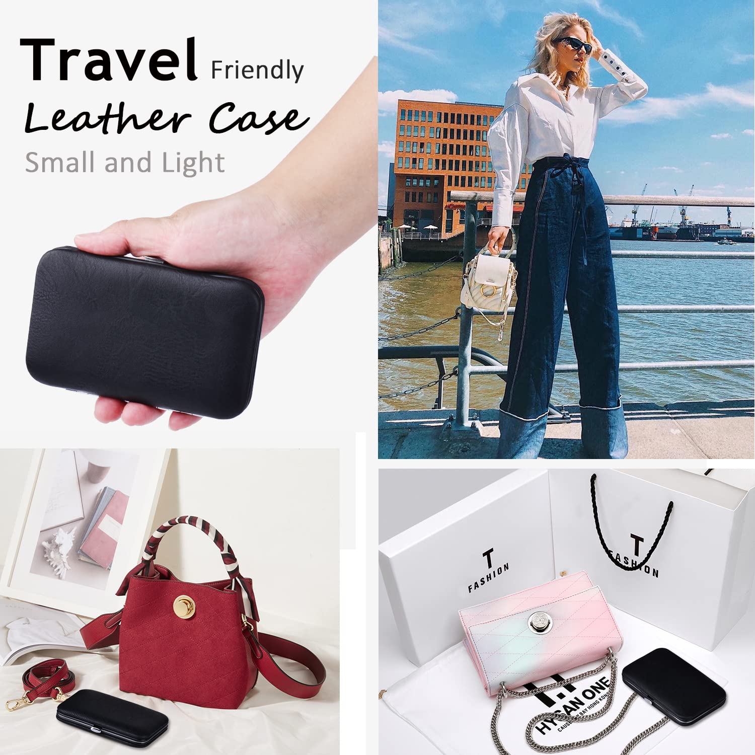 HANTEKAS portable leather case open for organized storage
