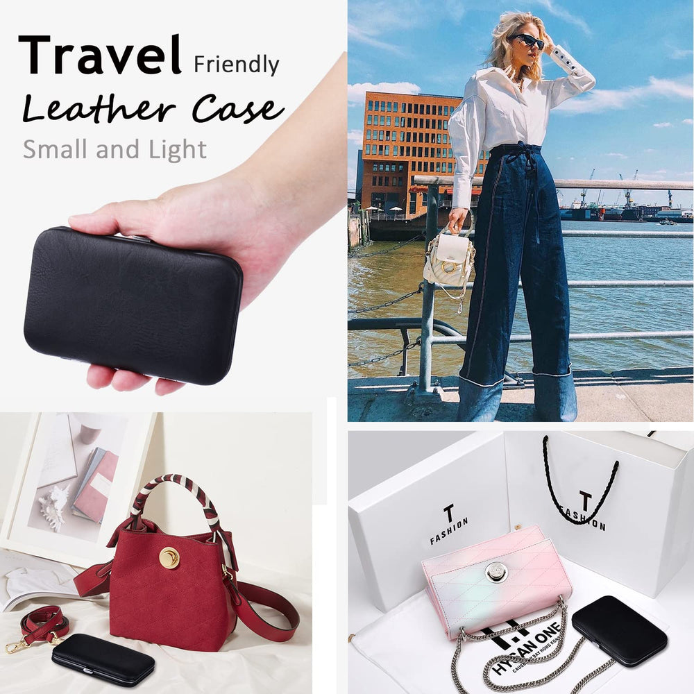 HANTEKAS portable leather case open for organized storage