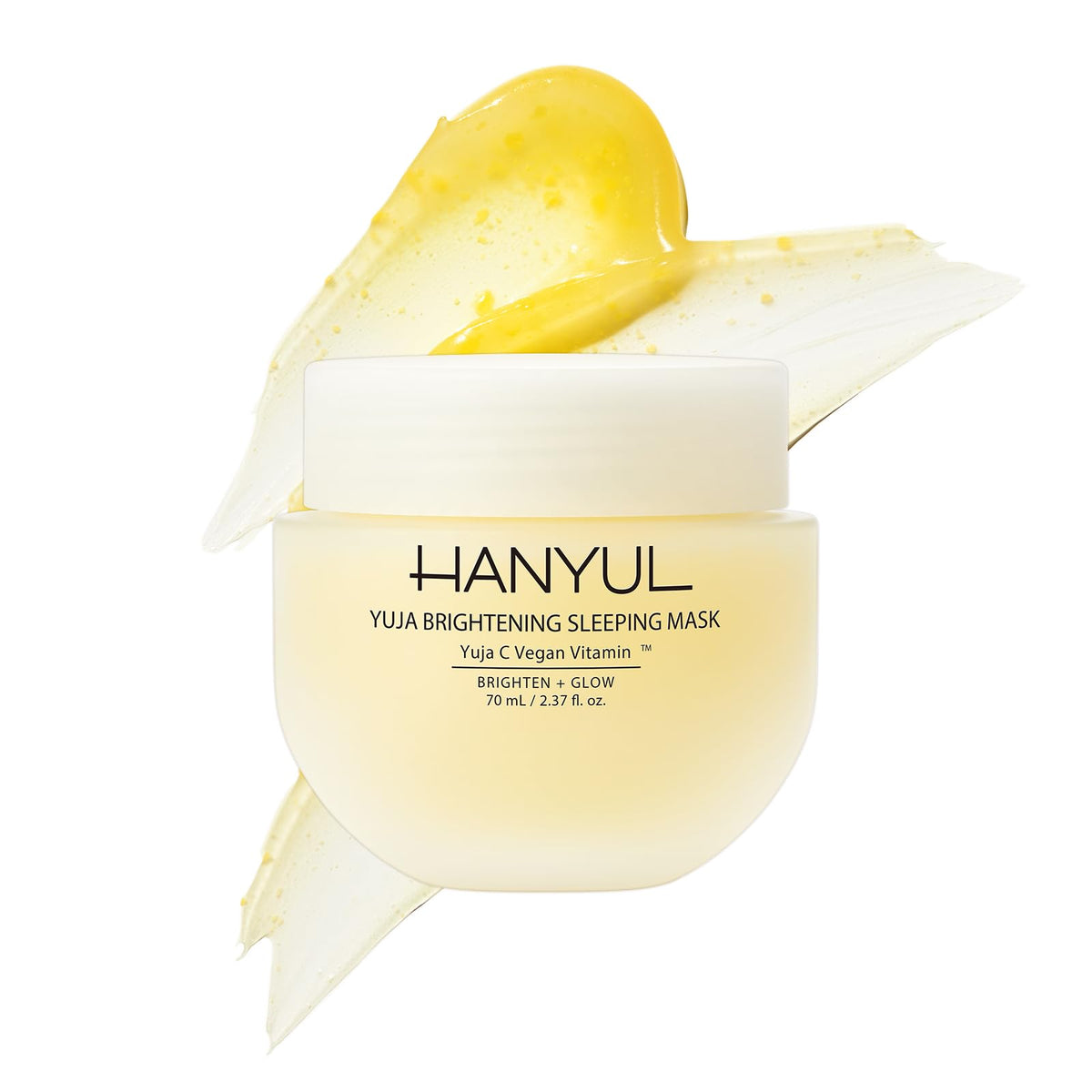 Hanyul Yuja Sleeping Mask jar closeup showing rich cream texture for night-time care