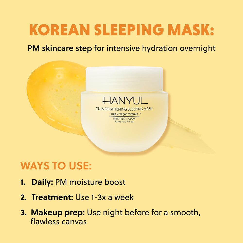 Hanyul Yuja Sleeping Mask vegan formula with hyaluronic acid and niacinamide