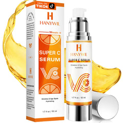 HANYWIL 20% Vitamin C serum bottle pump for precise application and contamination-free use.