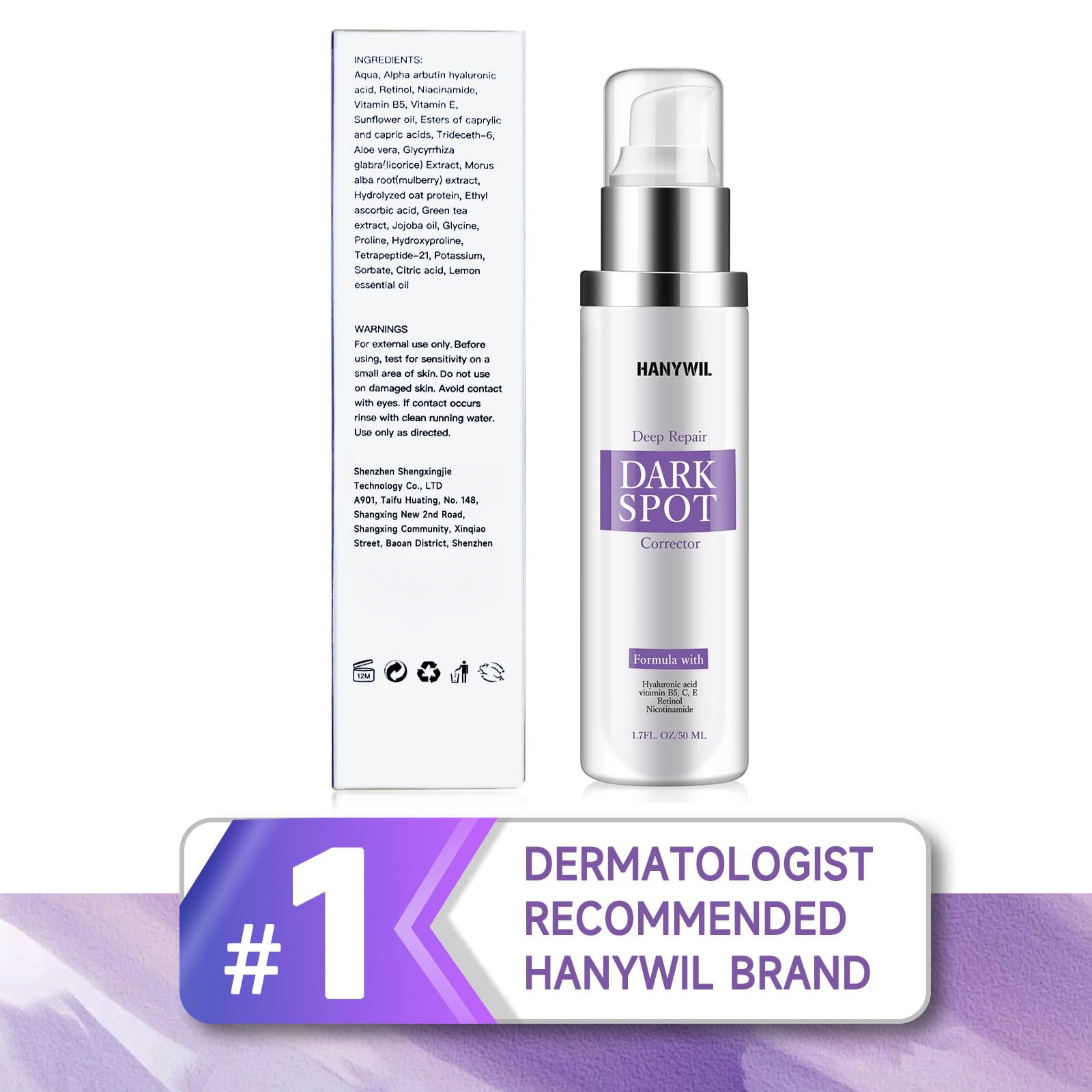 HANYWIL Dark Spot Remover bottle cap closeup shows premium design.