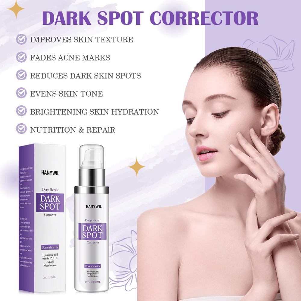 HANYWIL Dark Spot Remover serum dropper highlights potent brightening formula.