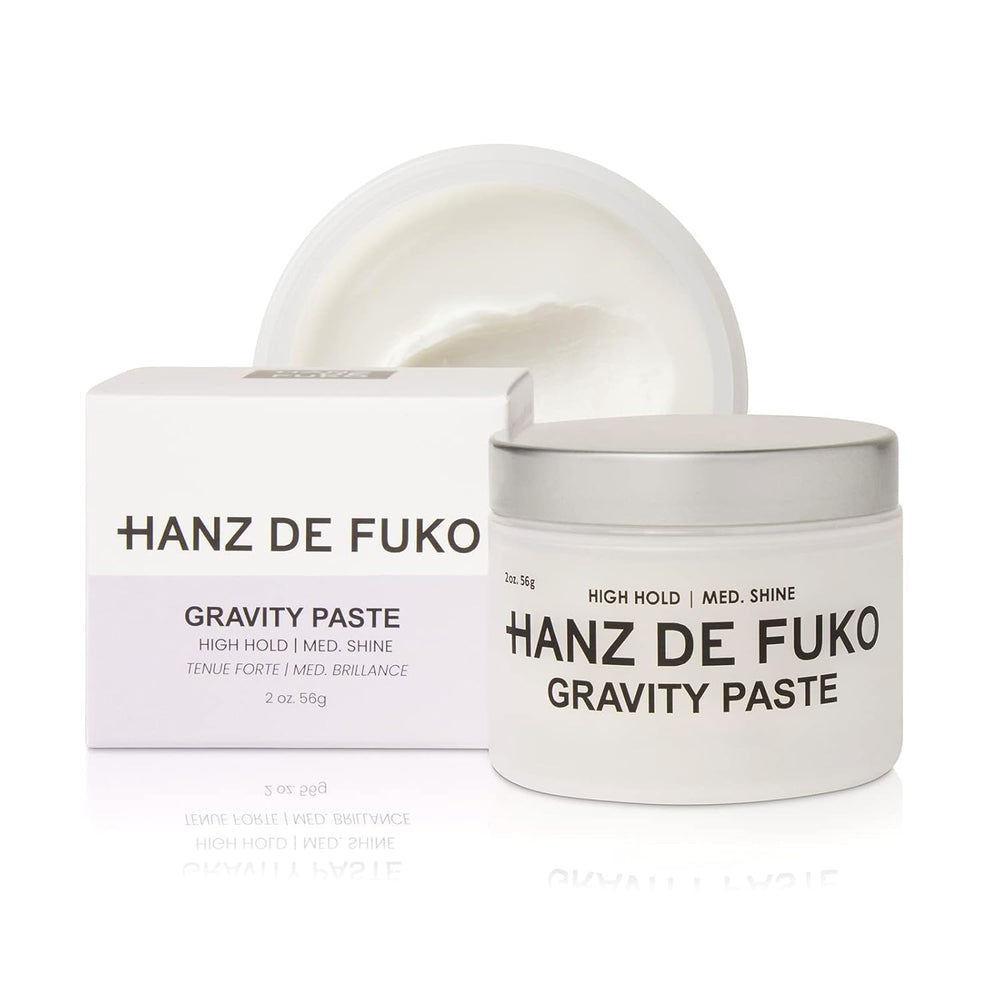 Hanz de Fuko Gravity Paste bottle shows premium hold for versatile styling.