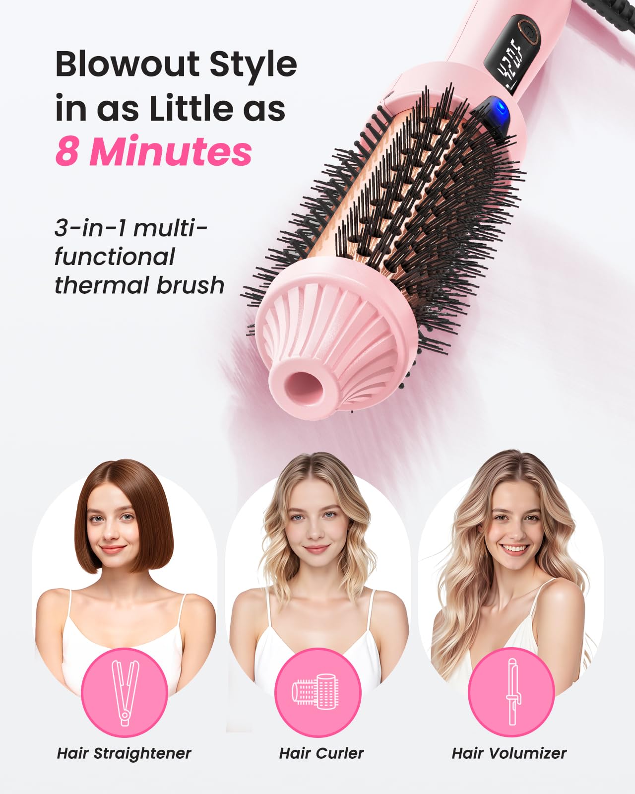 Haokoo negative ions help reduce frizz for sleek styling.