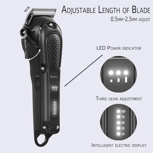 Haokry hair clippers highlight adjustable gear options for customizable haircuts.