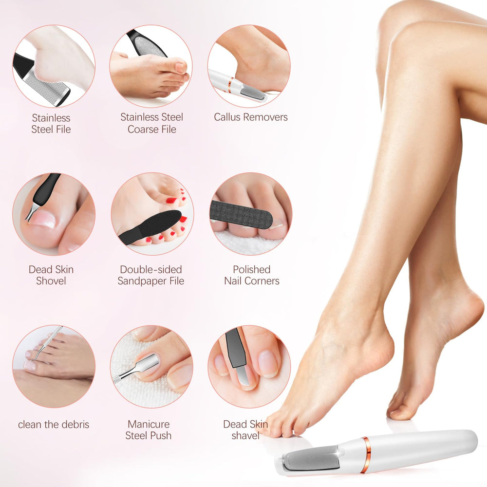 Haootadiy 12-in-1 stainless steel pedicure tool set laid out for use.