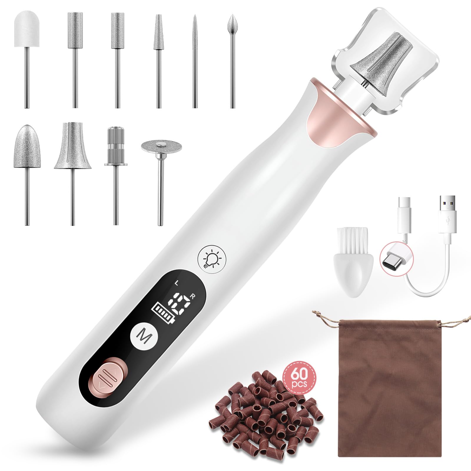 Haootadiy electric nail drill kit front view for easy at-home manicures.