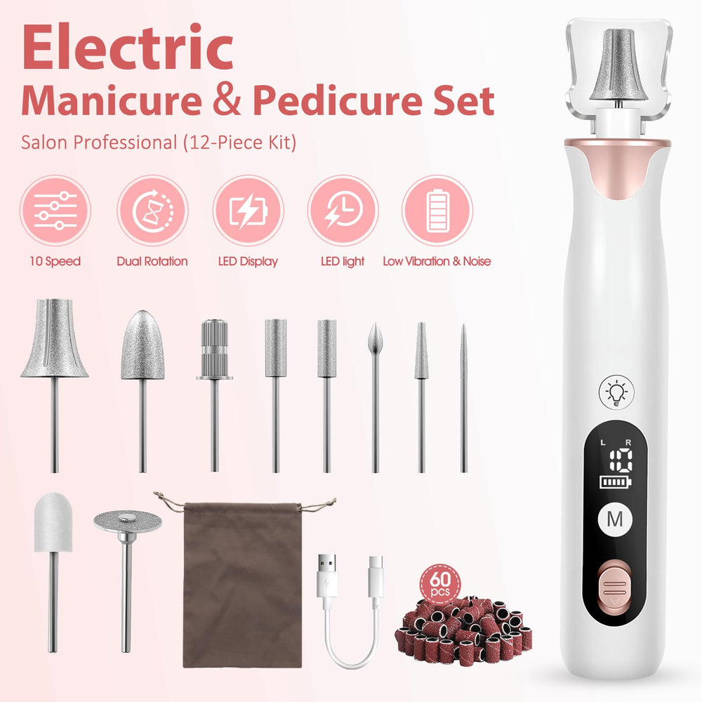 Haootadiy electric nail drill kit in-use example for precise shaping and buffing.