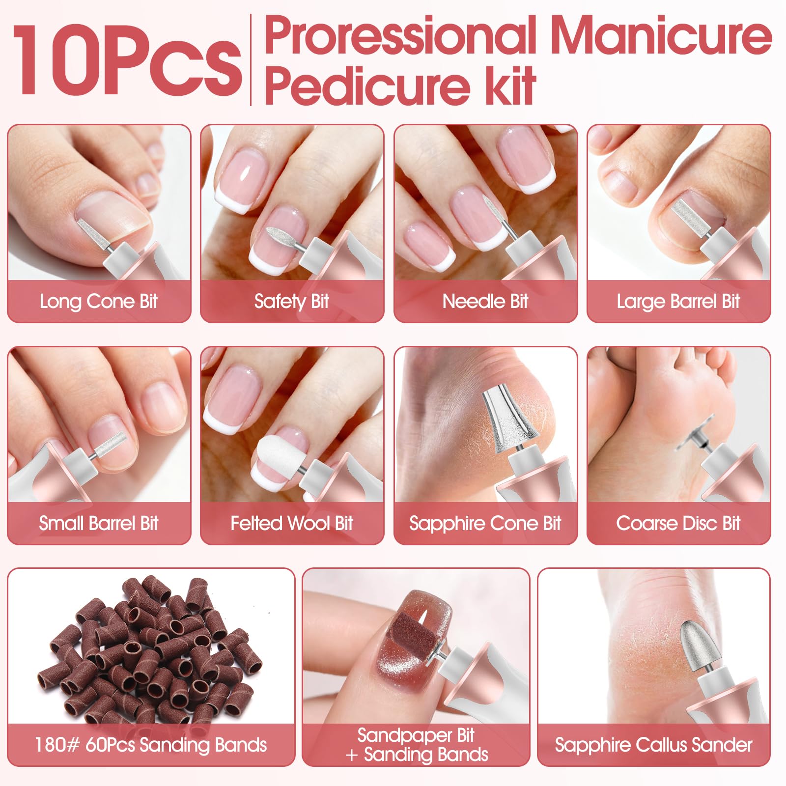 Haootadiy electric nail drill kit manicure session showcasing smooth finishes.