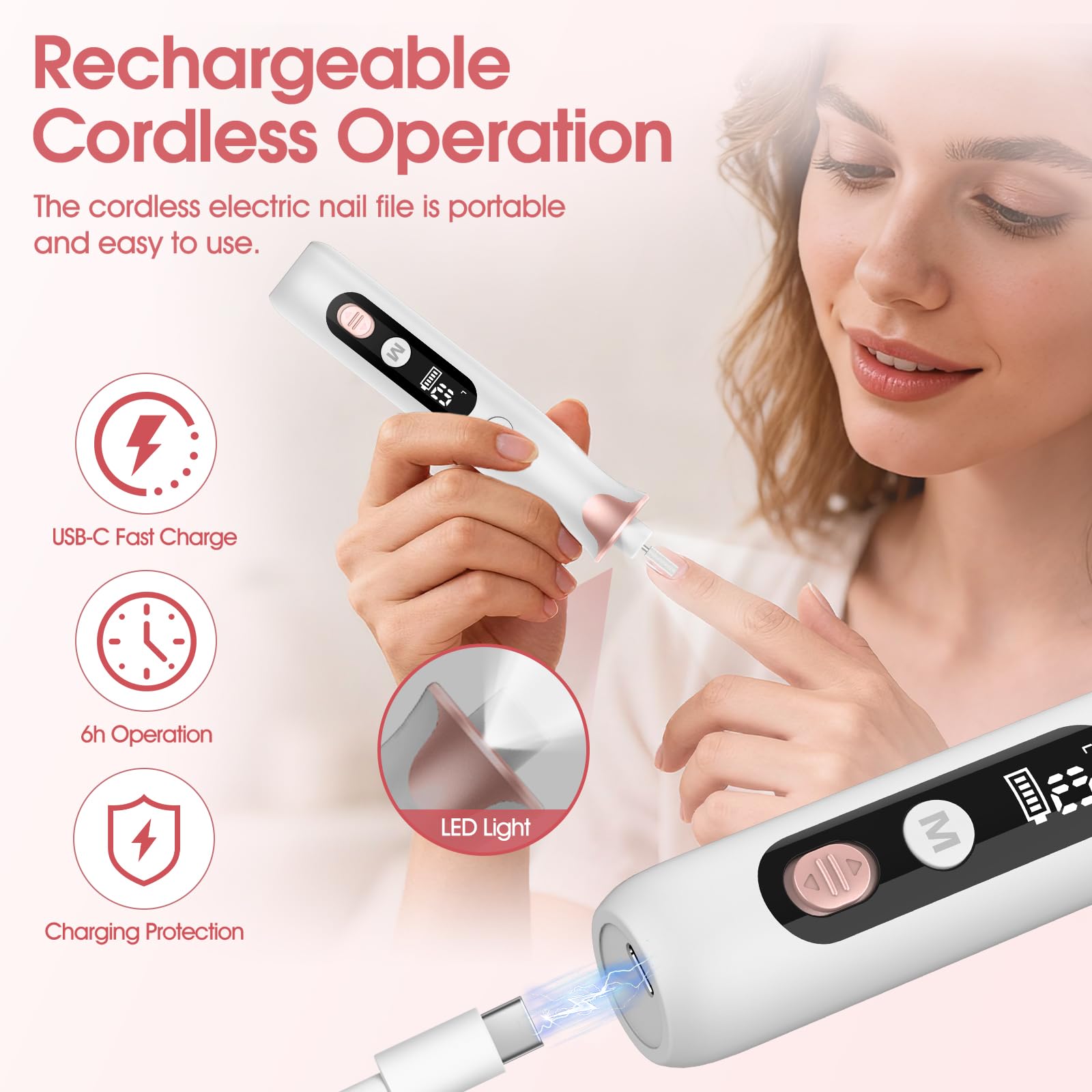 Haootadiy electric nail drill kit speed settings for precise control.