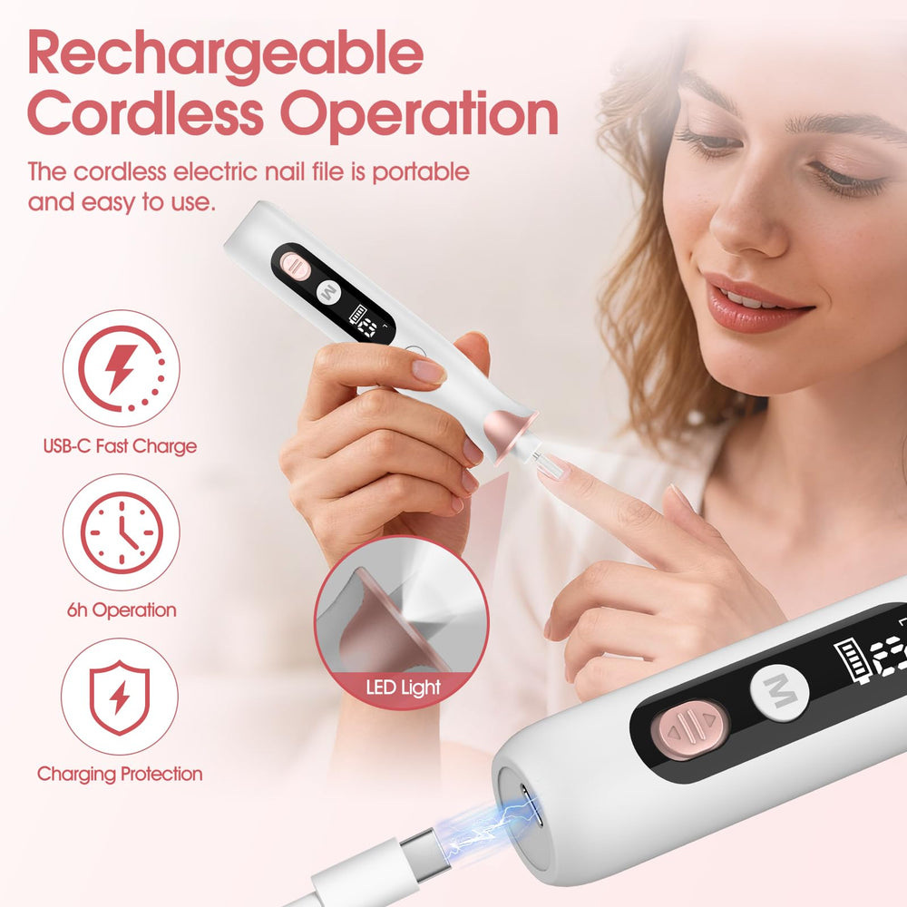 Haootadiy electric nail drill kit speed settings for precise control.