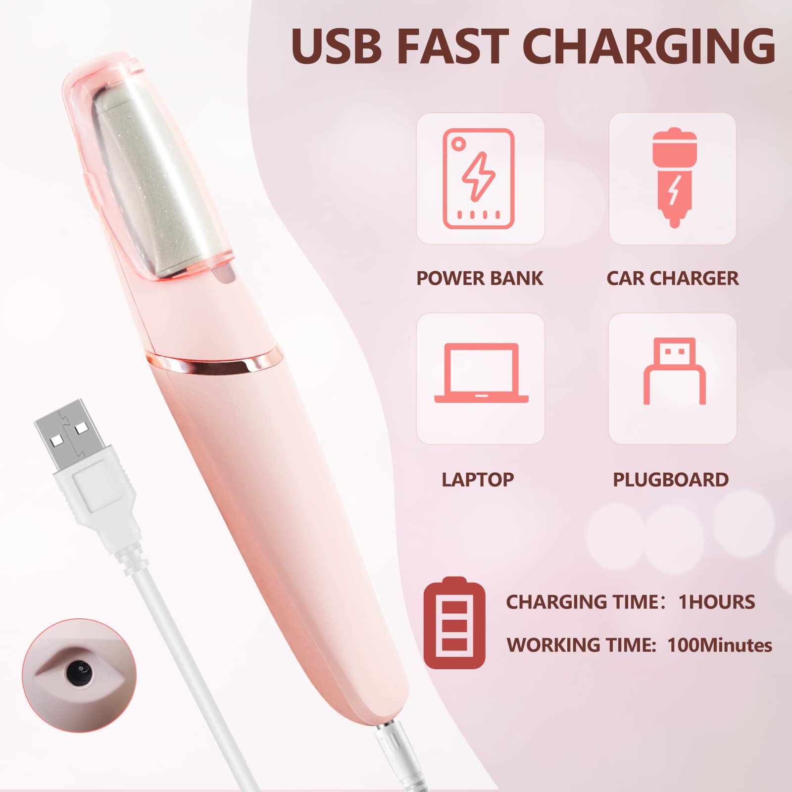 Haootadiy USB rechargeable pedicure wand for cordless foot care