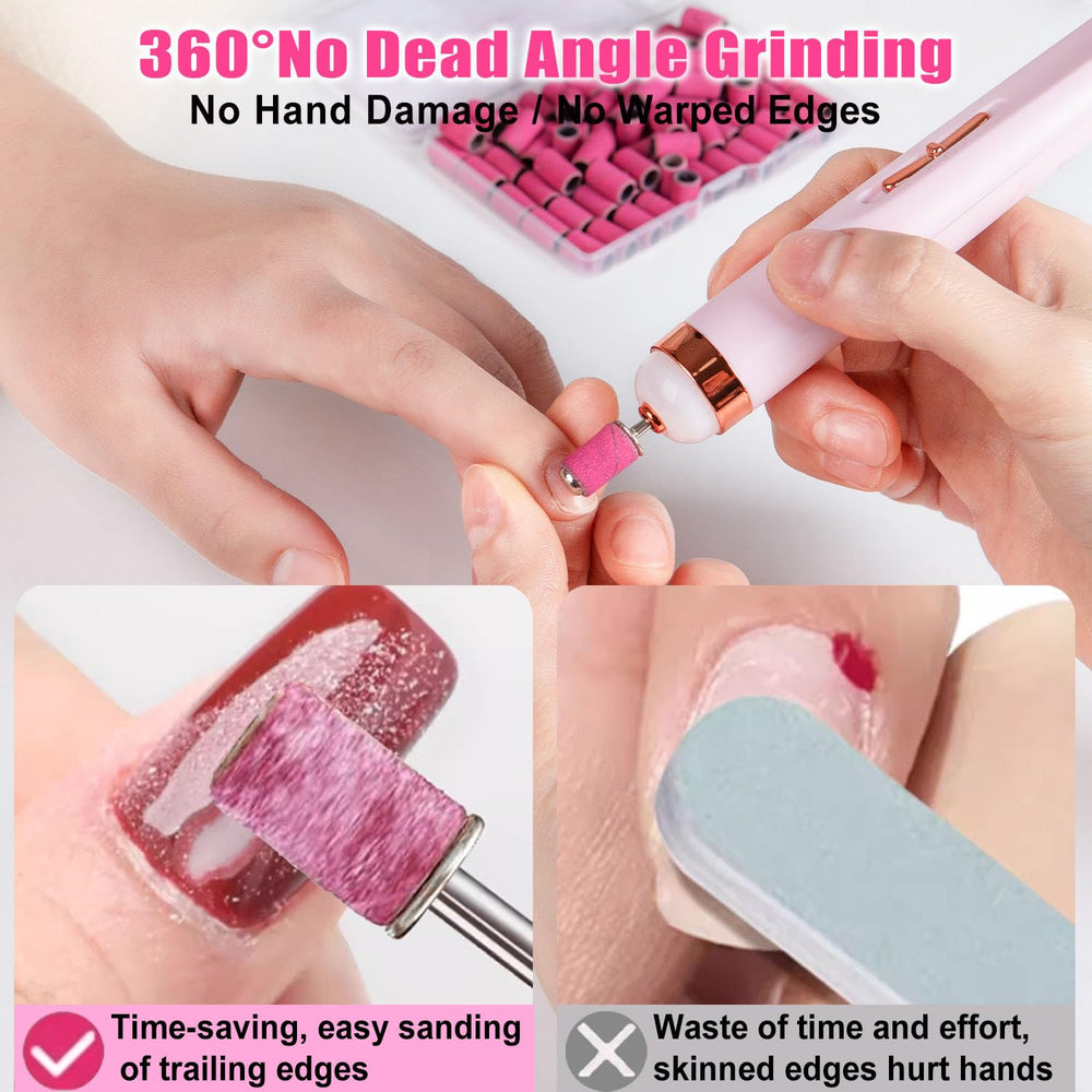 Haozher 180-grit sanding bands provide smooth prep for gel removal.