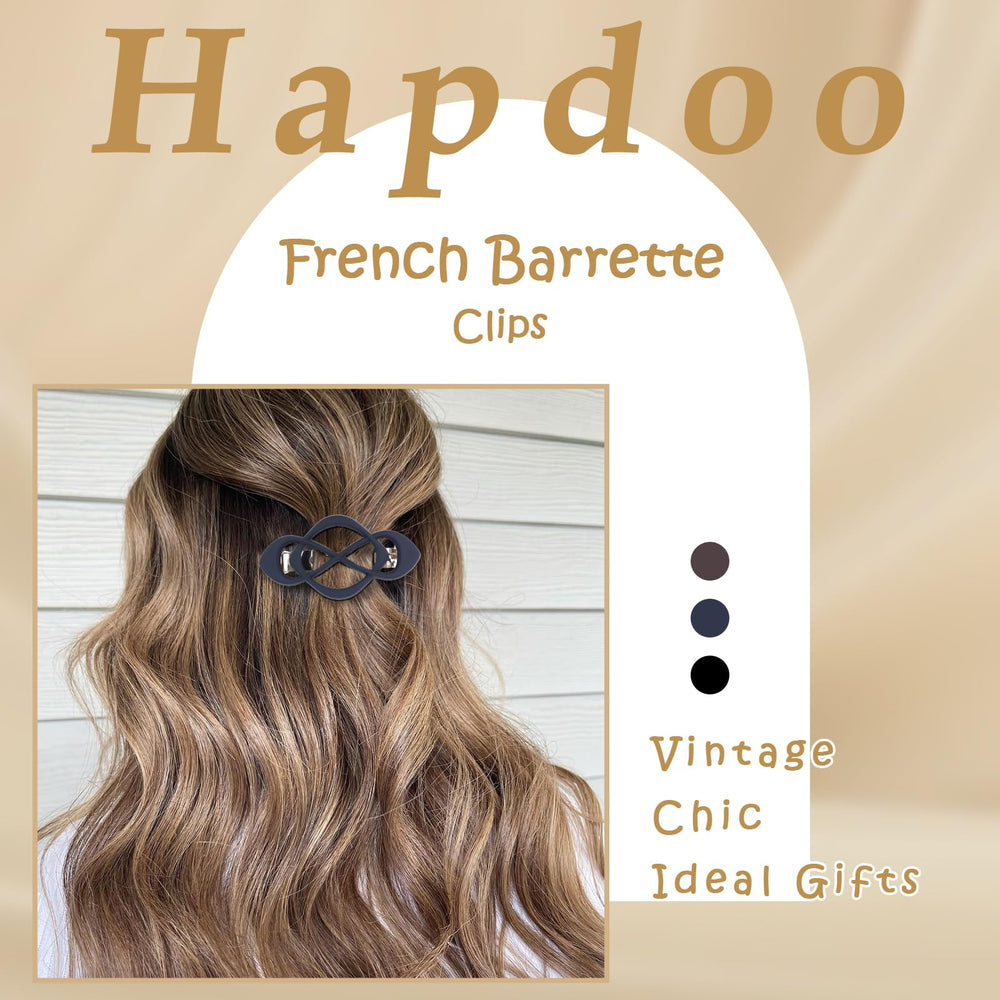 Hapdoo small and large barrettes suit short hair and elaborate updos.