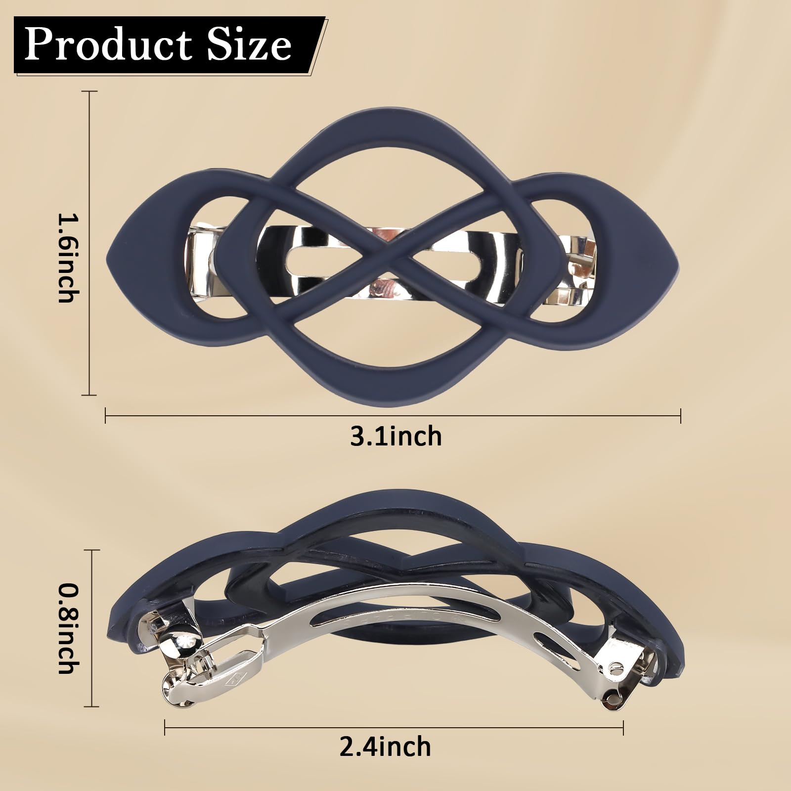 Hapdoo vintage barrette clip closeup highlights intertwined design for sophisticated hairstyle.